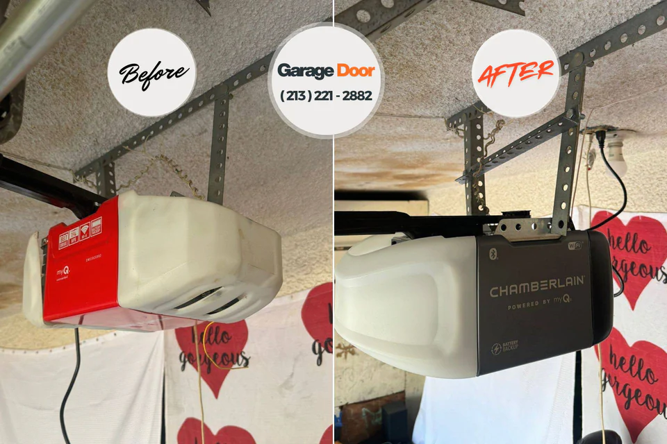 Before and after: garage door repair Goodhue, MN